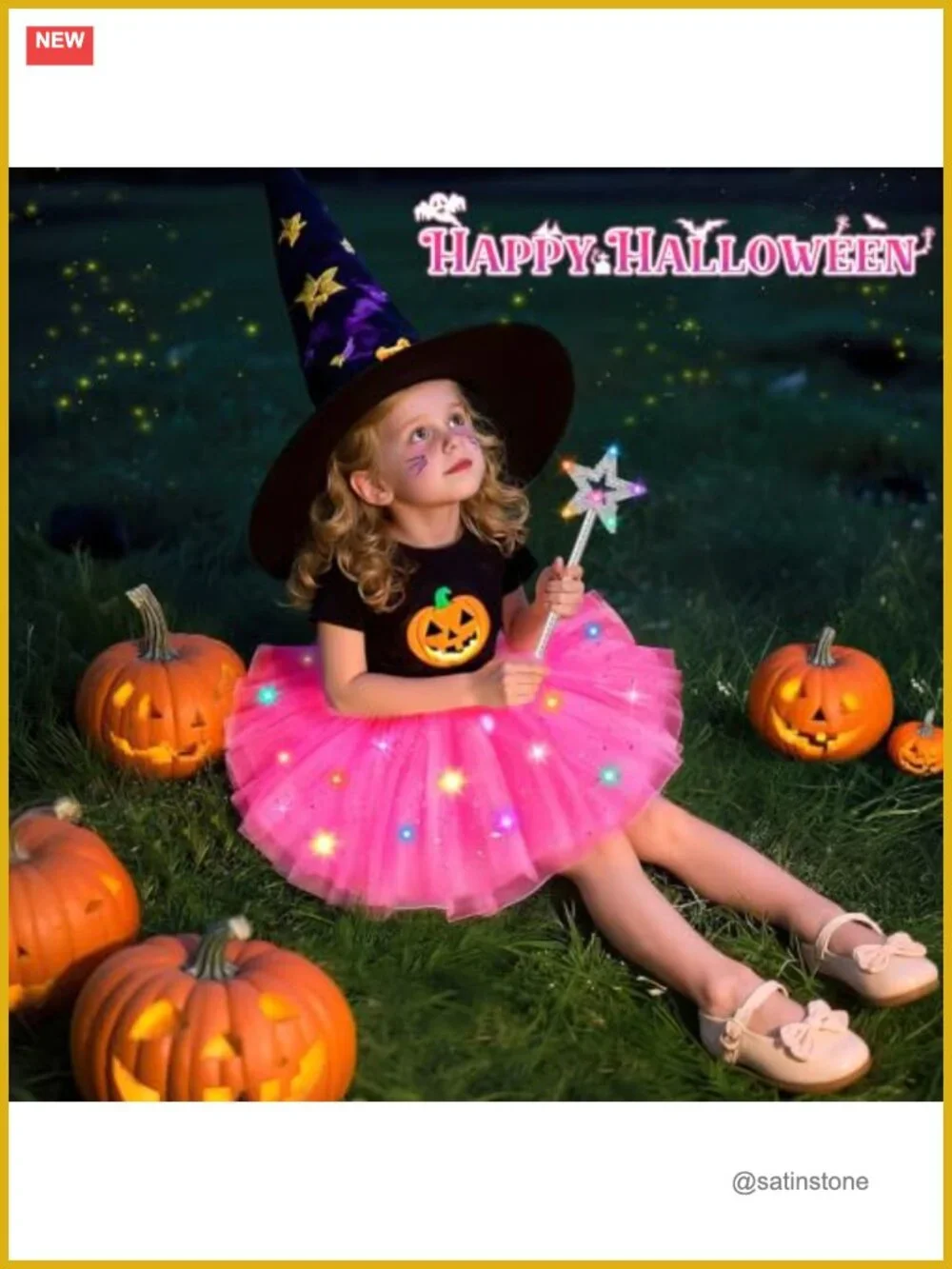 Girls LED Light Up Tutu Skirt & Fairy Wand
